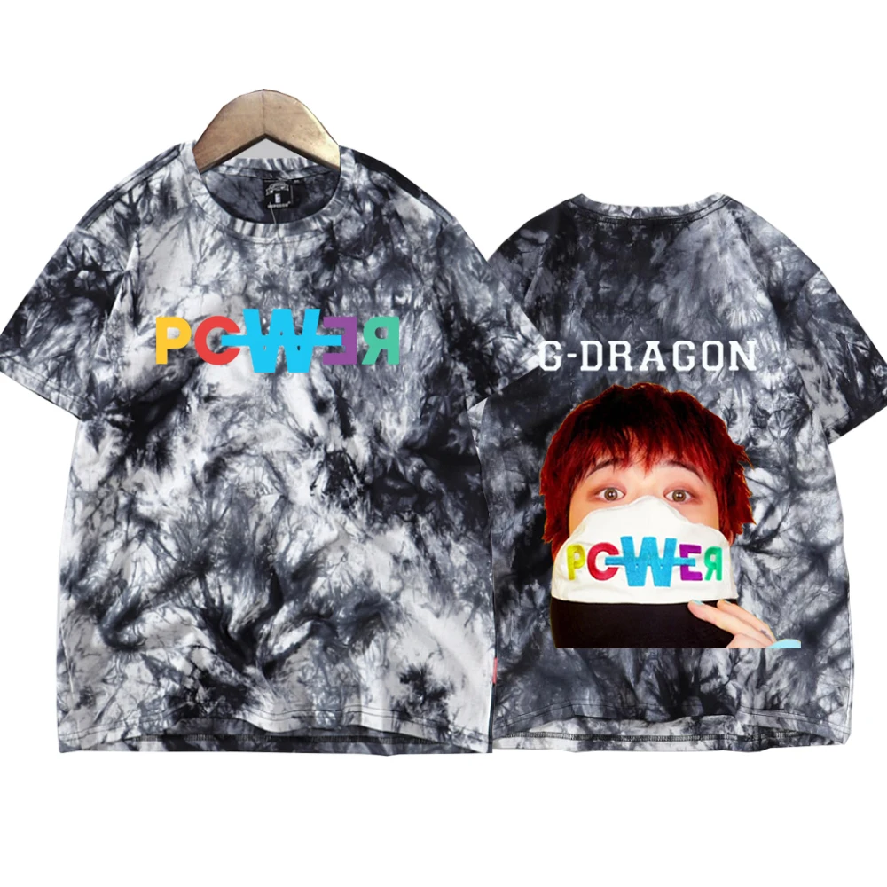 G Dragon POWER Tie Dye Shirts  Unisex Round Neck Short Sleeve Tee