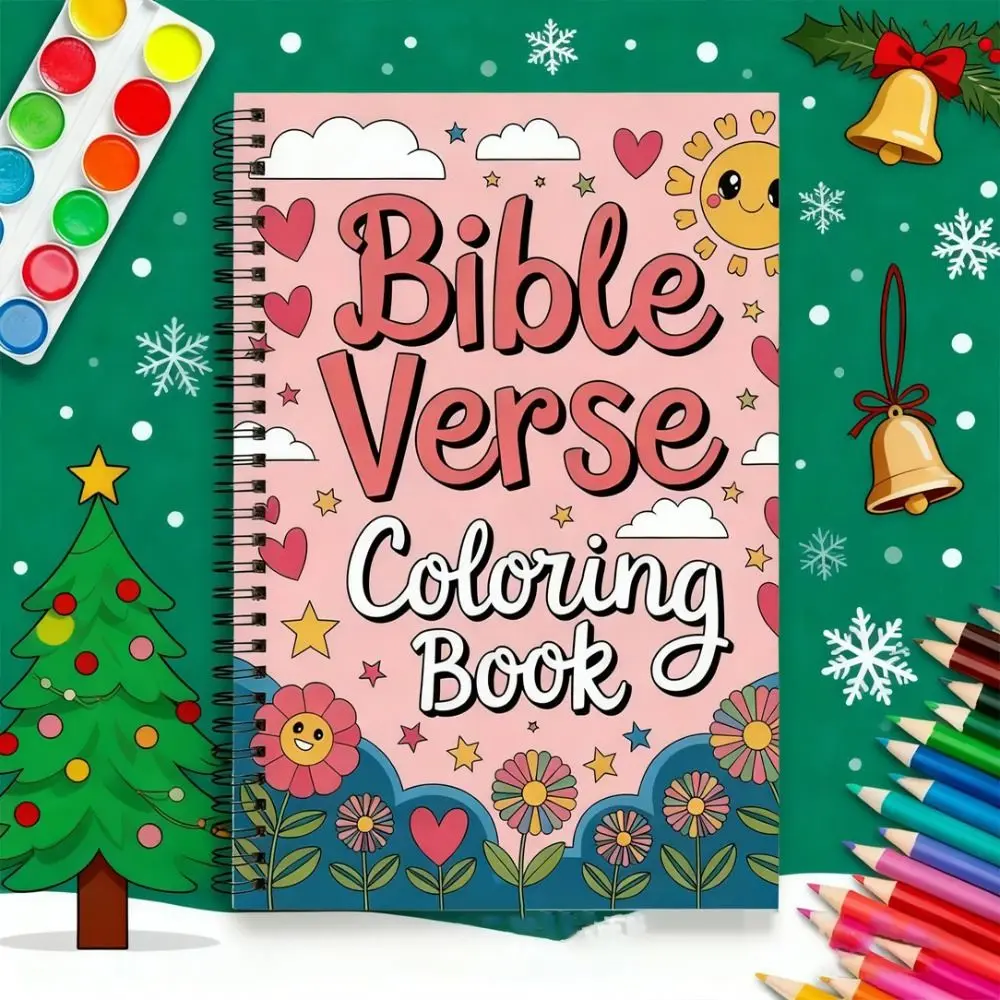 Bible Verse Coloring Note Book Stress Relieving Educational Hand Drawn Book Spiral Binding 50 Sheets Graffiti Painting Book