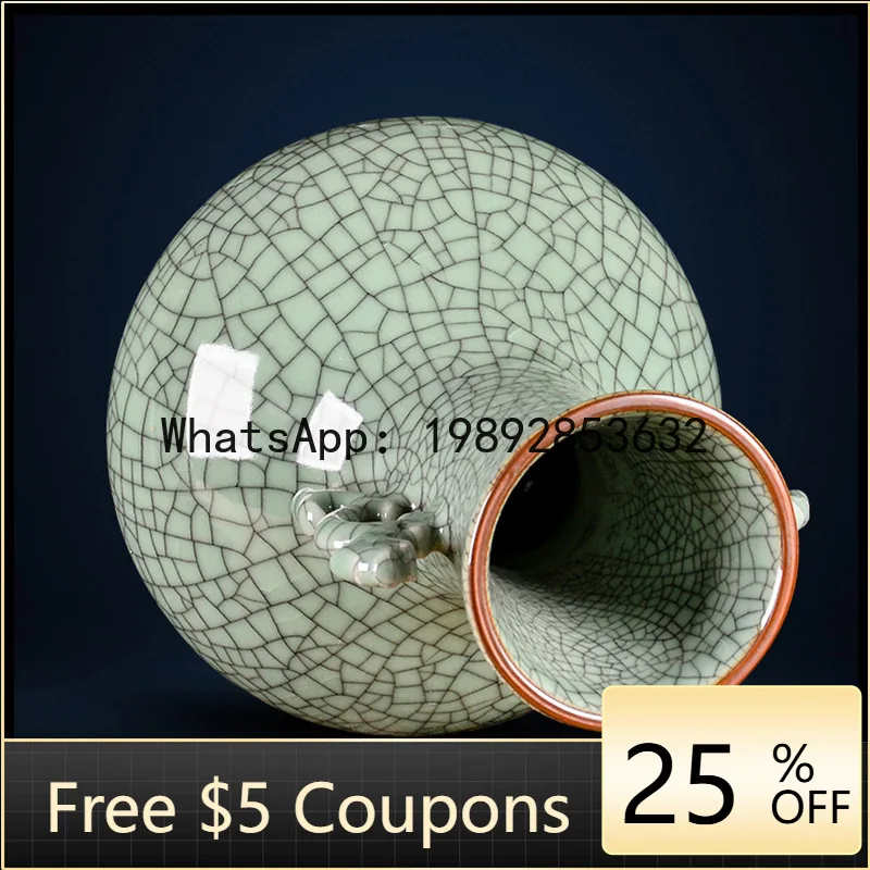 Z4 Jingdezhen Ceramic  Antique-Style Official Kiln Ice Crack Pattern Vase Bogu Rack Decoration Chinese Home Crafts Ornament