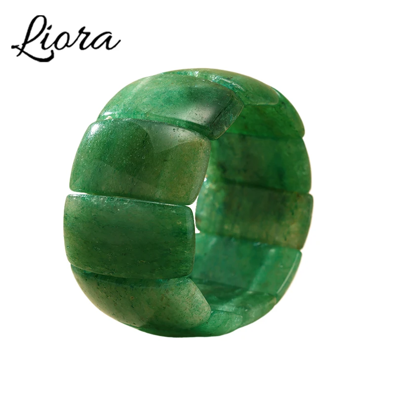 Liora большие широкие зеленые браслеты из эластичного шнура из натурального камня для женщин, тяжелая цепочка в этническом стиле, браслет ручной работы, ювелирные изделия Liora большие широкие зеленые браслеты из эластичного шнура из натурального камня для женщин, тяжелая цепочка в этническом стиле, браслет ручной работы, ювелирные изделия