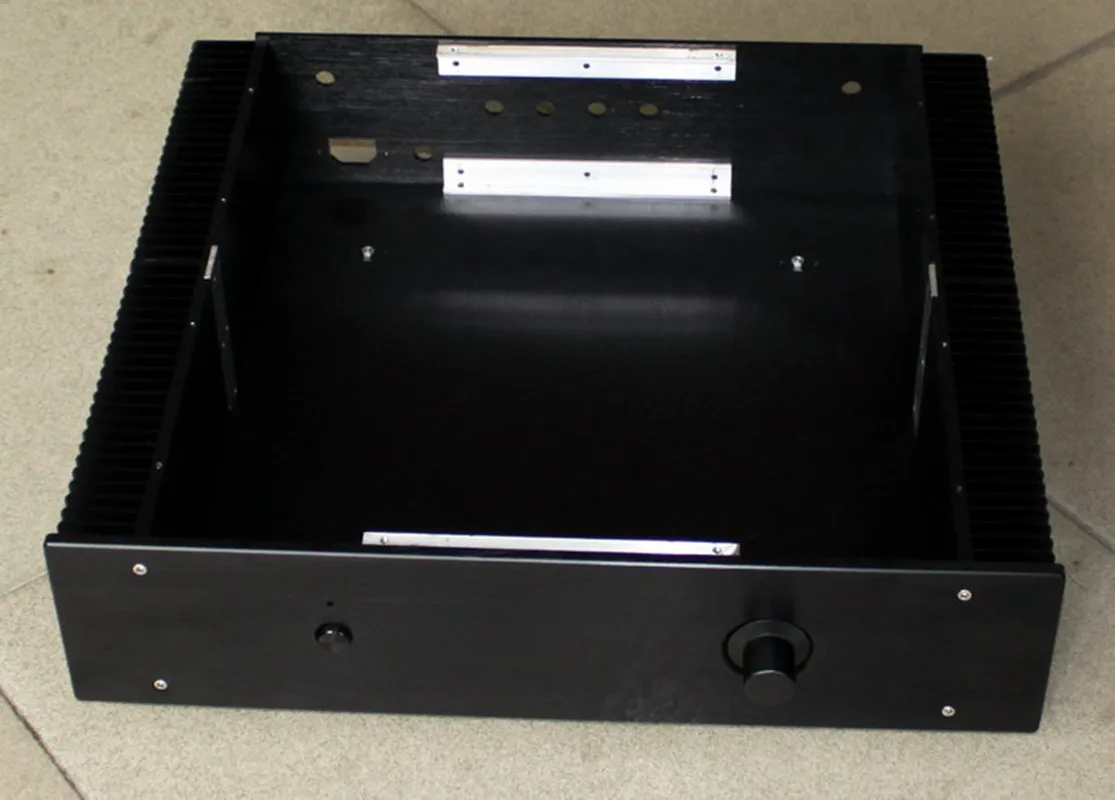 WA43 czarny wszystkie aluminiowe podwozie wzmacniacz Audio klasy obudowa wzmacniacza/obudowa wzmacniacza/obudowa/pudełko DIY (463*110*412mm)