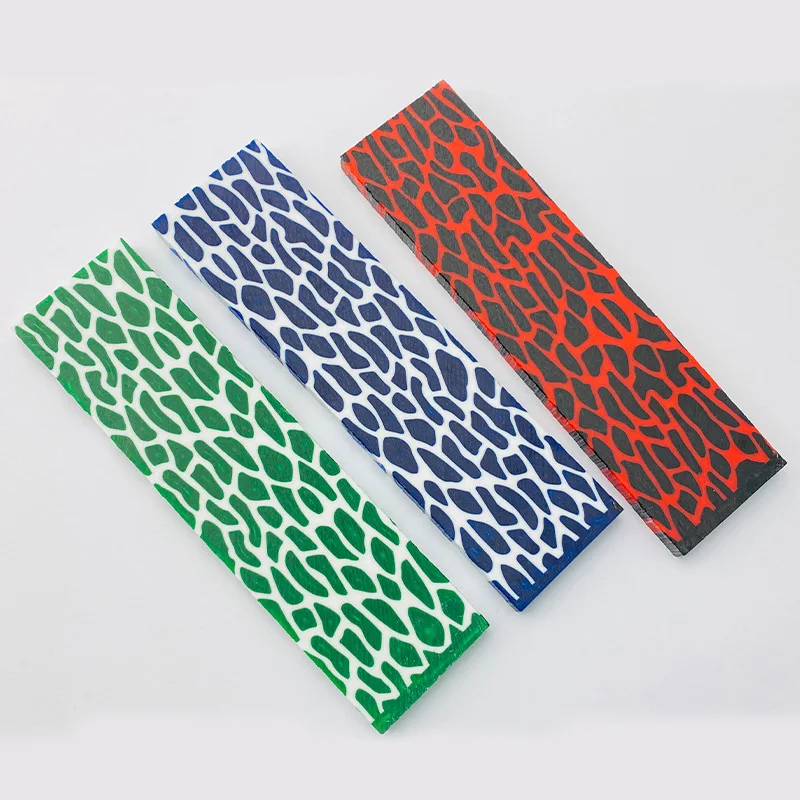 Balance à manche en résine avec motif de girafe coloré – Pour la fabrication de manche de couteau de bricolage/fait maison, matériel artisanal (130x40x8mm)