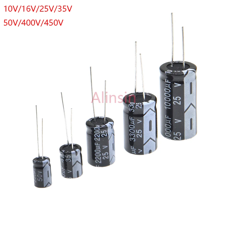6.3v 10v 16v 25v 35v 50v 400v 450v 1uf 2.2uf 4.7uf 10uf 1000uf 22uf 33uf 47uf 470uf 100uf 220uf alumínio eletrolítico capacitor