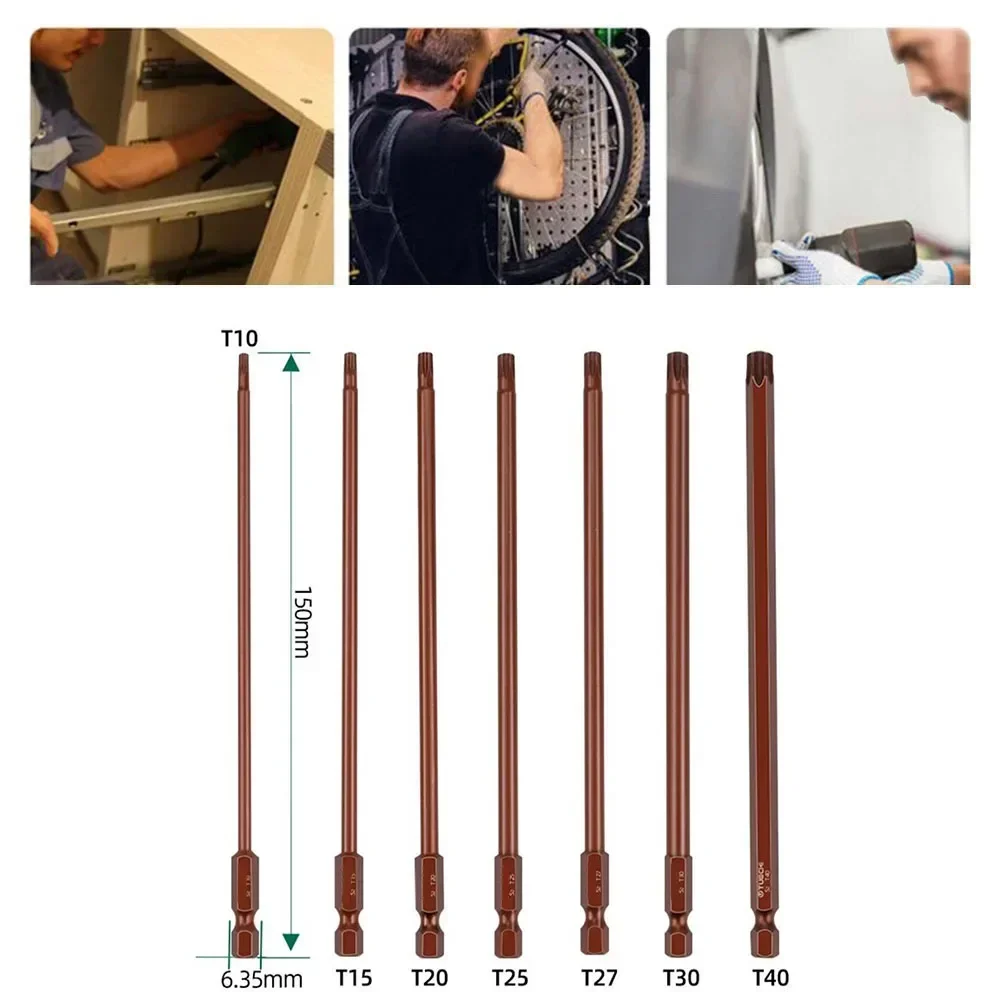 Chave de fenda torx magnética, Batch Head Cross, Broca com furo, Hex Shank, Ferramentas manuais, 150mm