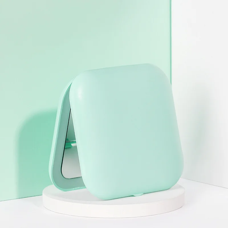 make-upspiegellamp met achtergrondverlichting en natuurlijk witte led Ronde draagbare opvouwbare kleine compacte spiegel met lichte draagbare make-up