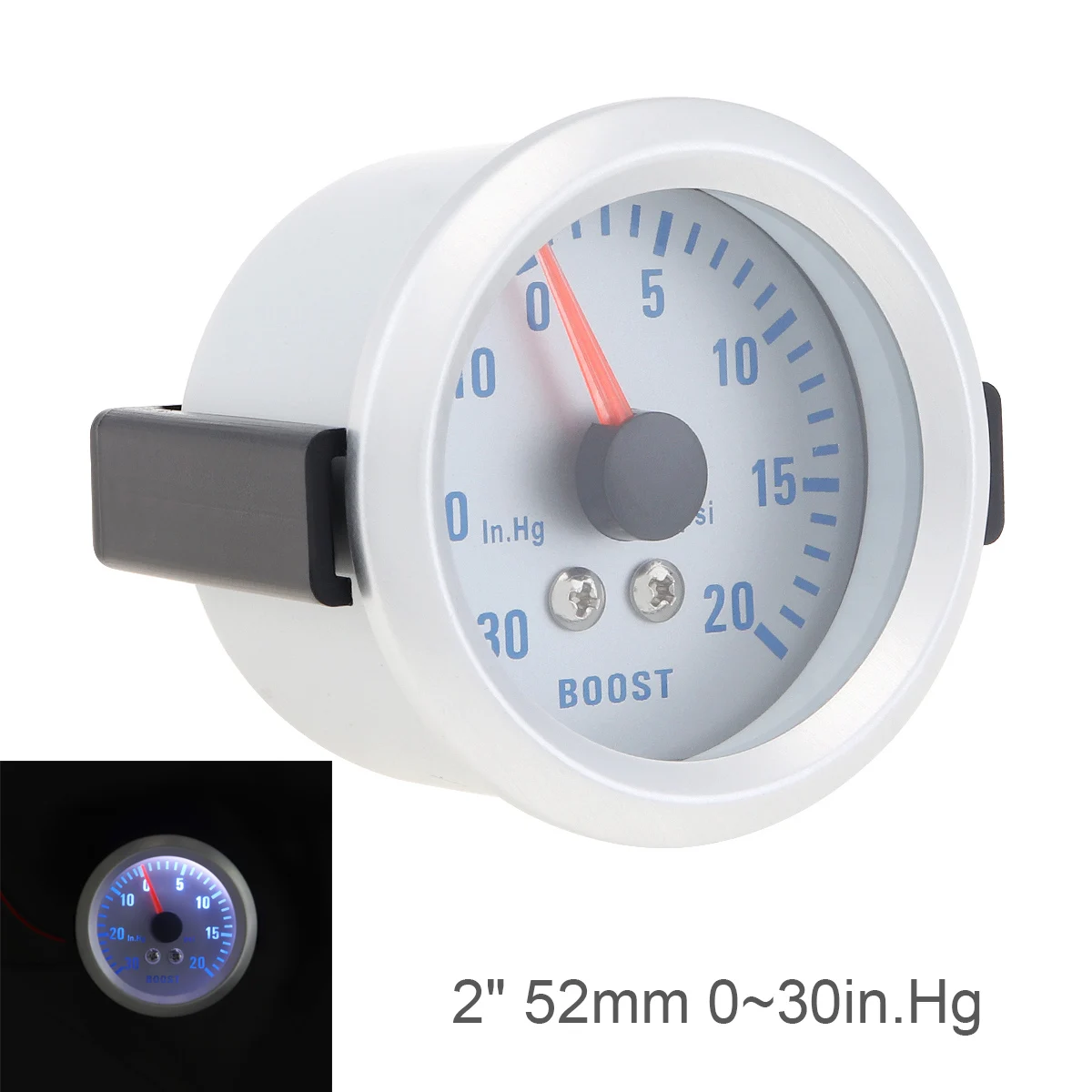 

2" 52mm Car Turbo Boost Gauge 0-30in.Hg / 0-20PSI 12V Auto Pointer Boost Gauge Meter