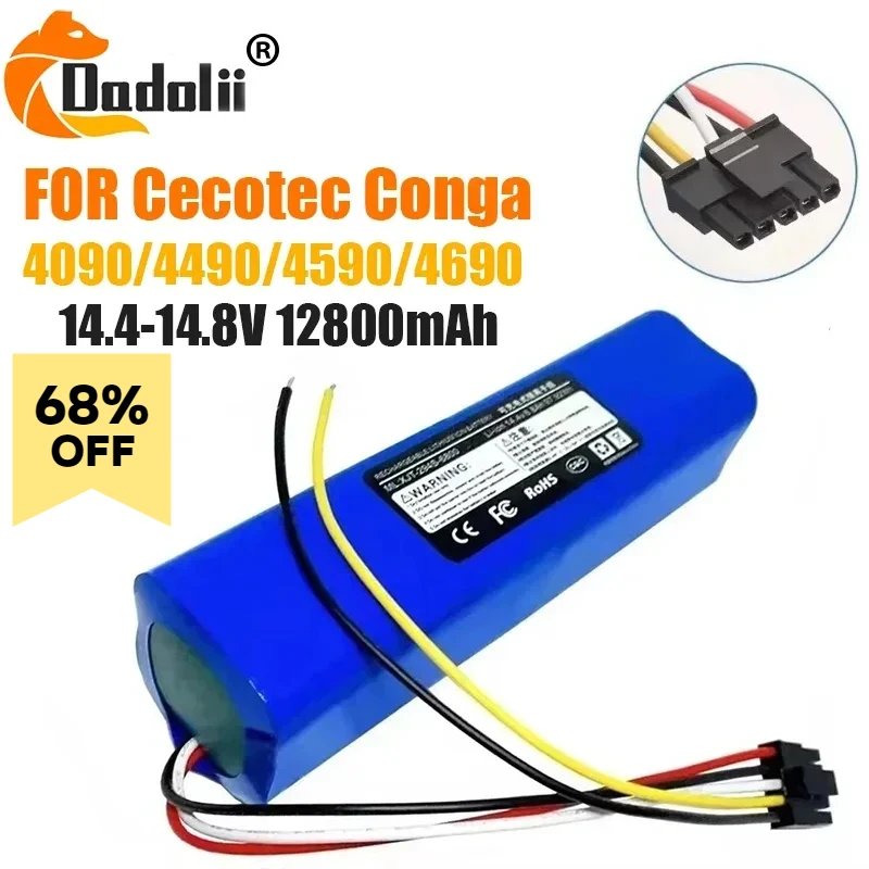 

14.8V 12800mAh 100% New CECOTEC CONGA 4090 4490 4690 4590 Mopping Robot Battery Pack Netease Intelligent Manufacturing NIT Model