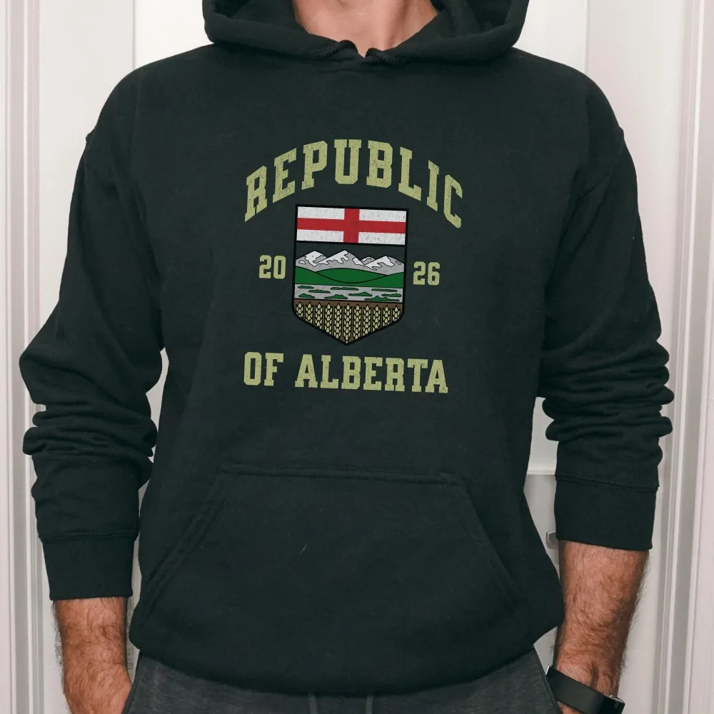 Republic of Alberta Hoodie, Hooded Sweatshirt for Western Independence, Gift Conservative Albertan, Wexit Shirt