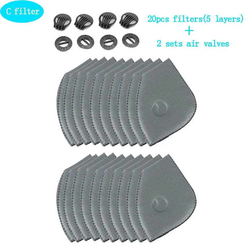 Cycling Face Mask Gasket Masks Filter Activated Carbon Breathing Filters Pm2.5 Filters Air Valve Filter Masks Bike Accessories