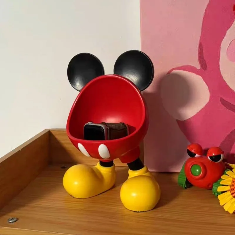 Caja de almacenamiento de llaves de entrada de dibujos animados de Mickey de animación de Disney, adornos multifuncionales, almacenamiento para el hogar, regalos creativos de decoración del hogar