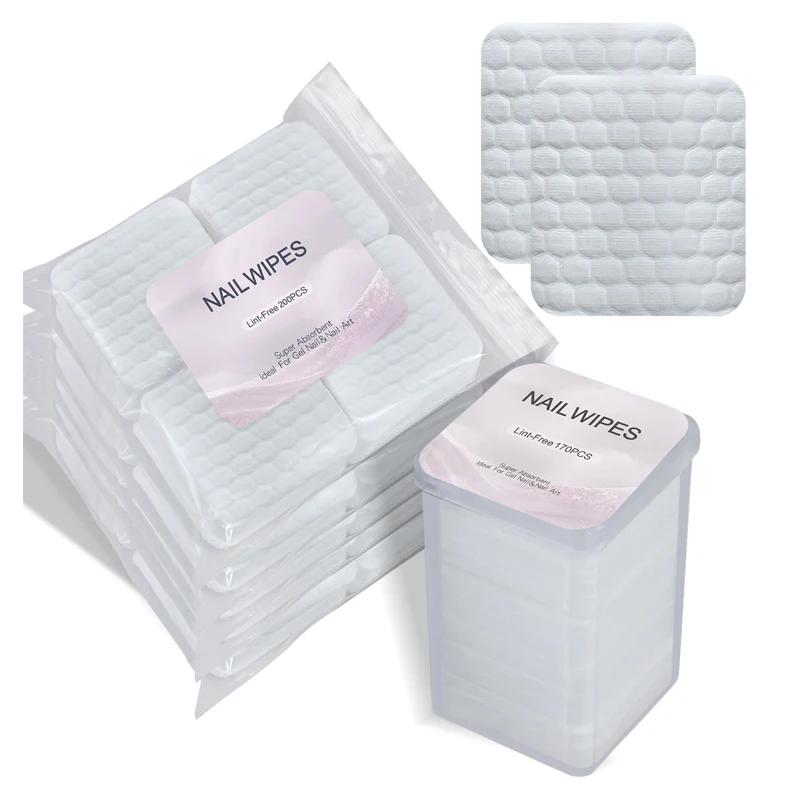 170/200PCS Nagellack Entferner Tücher Baumwolle Tücher Maniküre Reiniger UV Gel Nagellack Entfernung Pads Papiere Reinigung werkzeuge