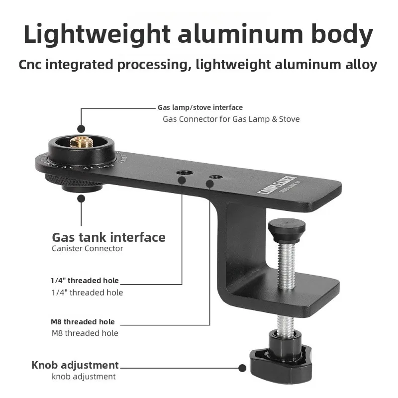 Aluminum Alloy Camping Table Clamp, Multifunctional Table Side Extension Bracket Gas Stove,Thread Hole Outdoor Camping Accessory