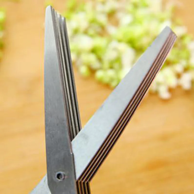 Ciseaux de cuisine multifonctions en acier inoxydable, outils de déchiquetage 5 couches couper les échalotes Noris herbes épices