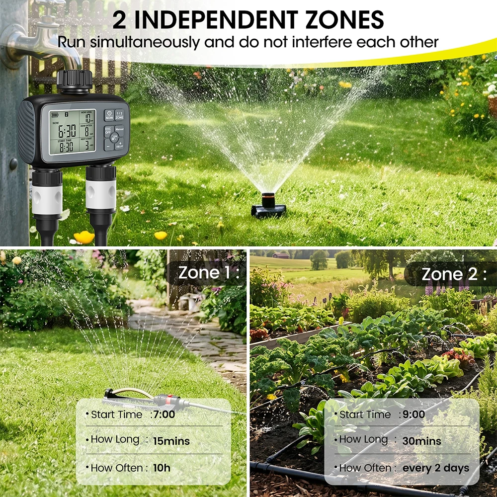 Timer Dual Outlet - Timer Penyiram 2 Zona Terprogram Baru