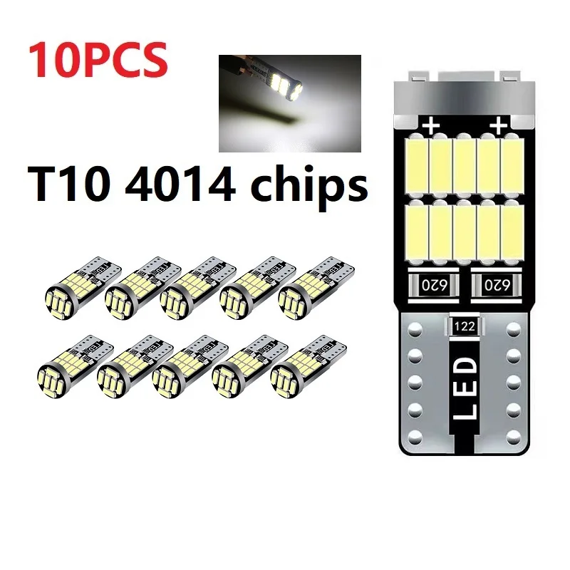 2/6/10pcs T10 W5W 194 501 Led Canbus No Error Car Interior Light T10 26 SMD 4014 Chip Pure White Instrument Lights Bulb Lamp