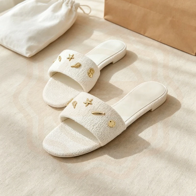 New Women's Shoes Romantic Elegant Open Toe Slippers for Woman Comfortable Home Slippers Designer Shoes Zapatos De Mujer