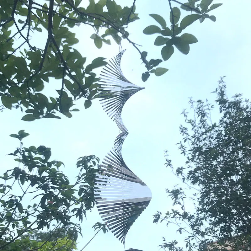 Spiralne obrotowe kuranty wiatrowe 3D Home Garden dekoracje wiszące lustro wiatraczek ze stali nierdzewnej Outdoor Windchimes