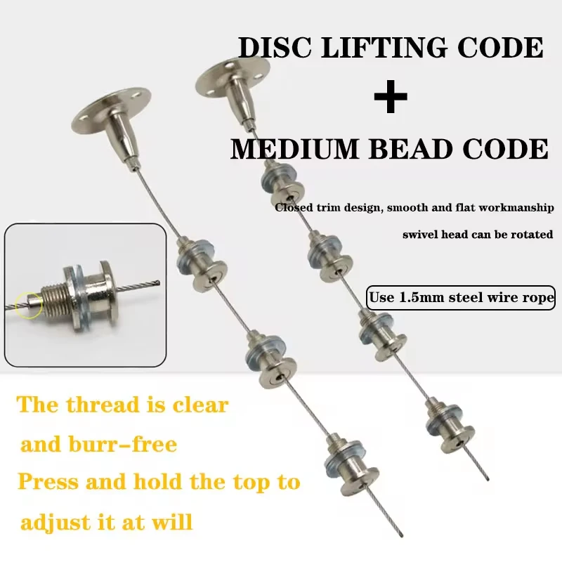 2pcs 0.5-3M Adjustable Hanging Code Wire Rope Stainess Steel with Screws Stoppers Hole for Board Display Panel Light Chandelier