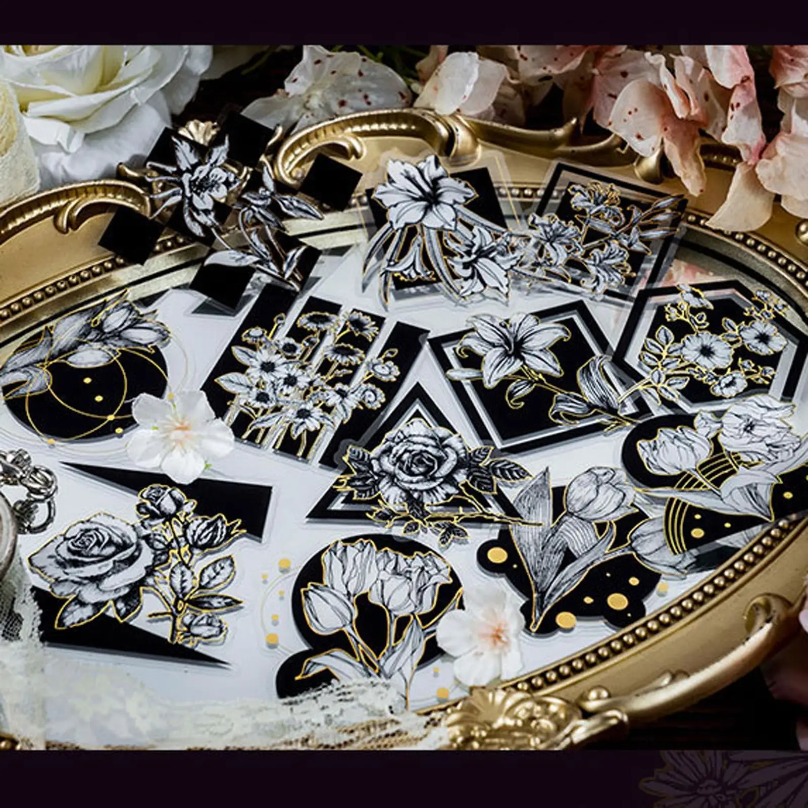 5 × 30 قطعة من ملصقات الزهور لشريط حساب اليد على الطراز القديم ملصق المزارعون المزخرف للحقيبة