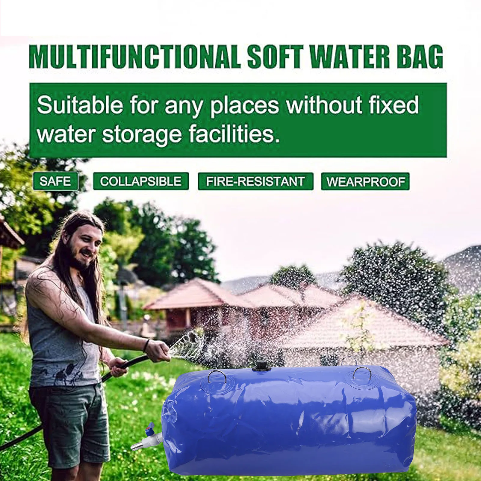 110l Large PVC Collapsible Water Tank Water Bladder Tank Car Water Storage Bag Containers Outdoor Camping Garden Water Bag