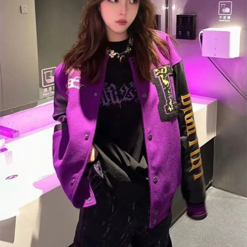 

Baseball Aviator Coat Woman Printing Hip Hop Style Loose Bomber Jacket for Women Clothing Promotion Long Sleeve Offer Youthful
