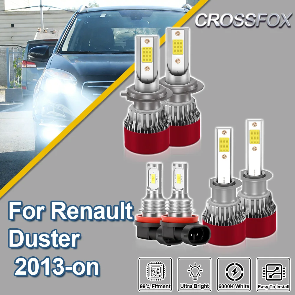 

Светодиодные лампы для фар и противотуманных фар CROSSFOX для Renault Duster 2013-2020 с Canbus, двухрежимные (ближний/дальний свет)