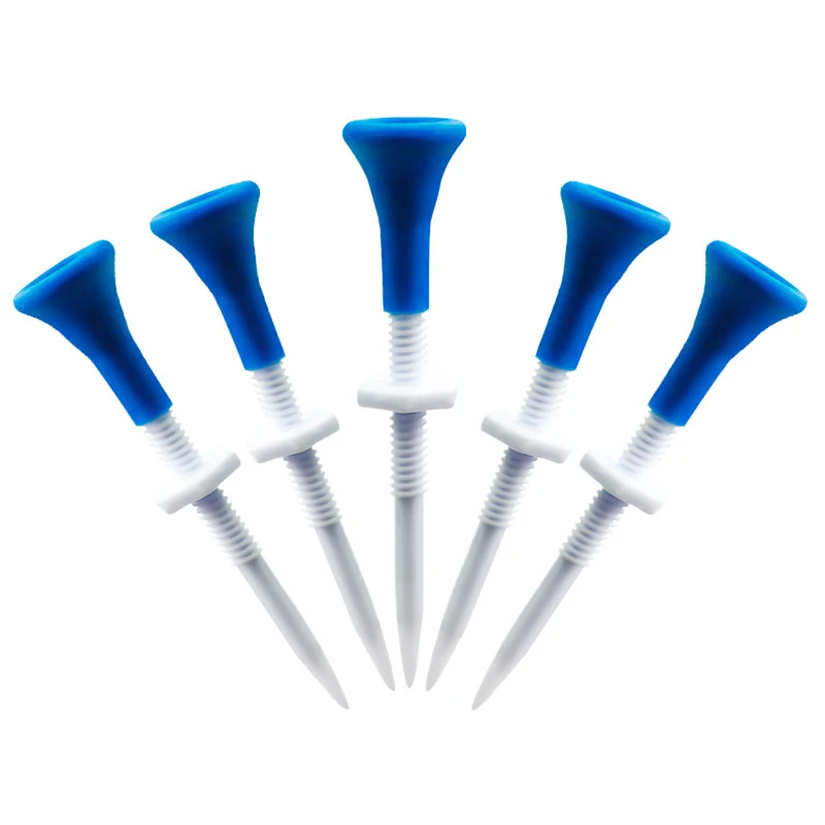 New Blue Plastic Golf Tees Height can be adjusted freely More Durable Golf Plastic Tees Golf Accessories For Golfers 5pcs/box