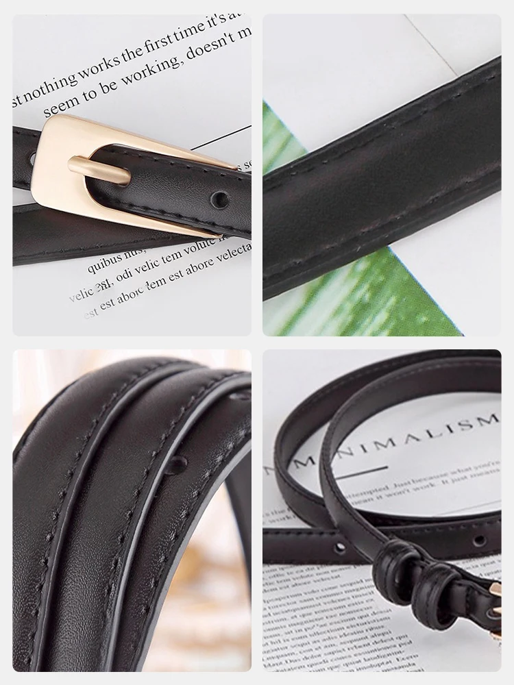 Cinturones de cuero de dos capas para mujer con hebilla, cinturones ajustados a la moda para vestidos, faldas vaqueras, muchos colores para viajes y trabajo