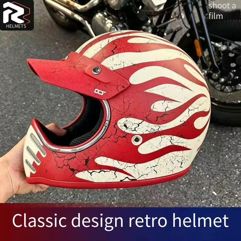 Retro Motorcycle Helmet Cruising Rally Japanese Sharp Mouth Small Body Pedal Glass Steel Full Face Helmet for Motorbikes