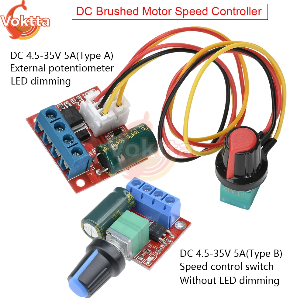 DC 4.5-35V 5A PWM DC Brushed Motor Speed Controller 5V 12V 24V Voltage Regulator LED Dimmer Speed Governor Control Switch Board