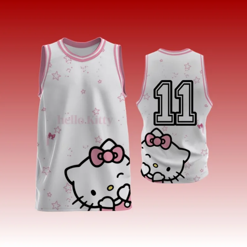

MOTO-Hello Kitty Basketball Training Tank Top Customized Sports Adult Children's Football Shirt Printed Tank Top Running Shirt