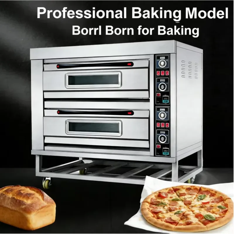 Commercial 2 Deck Electric Industrial Baking Oven, Digital Control Overheat Protection Adjustable Thermostat 6400W Detachable