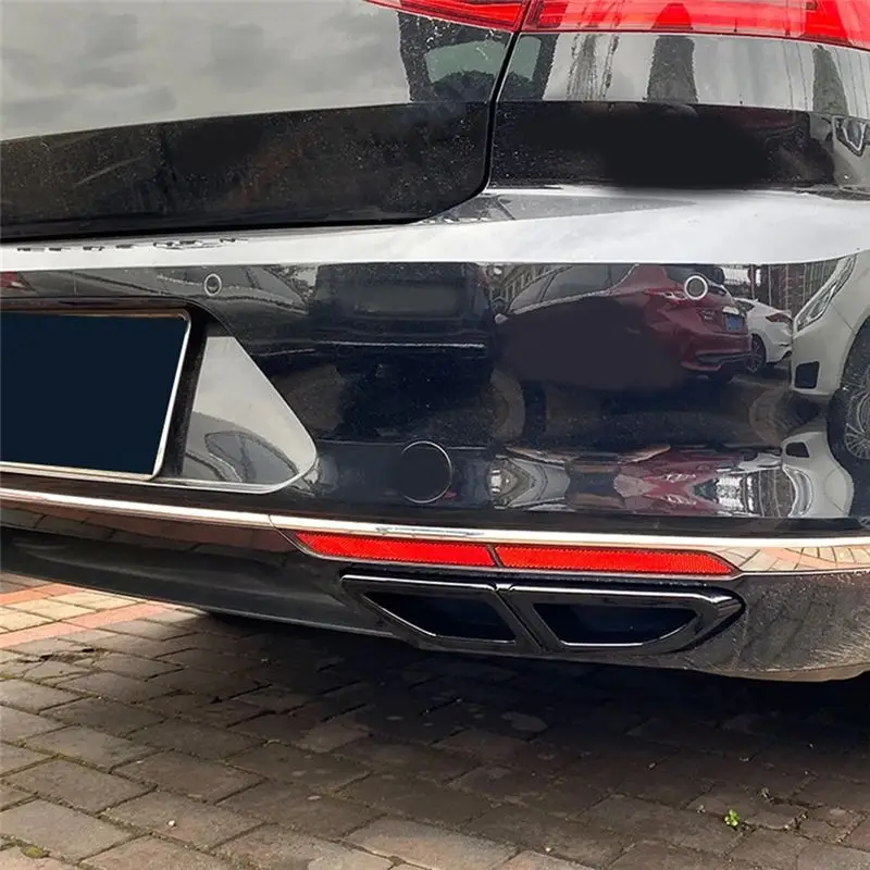 Reliable-For Magotan Passat B8 2016-2019 Rear Lip Bumper Spoiler Car Tail Throat Frame Exhaust Pipe Trim (Black)