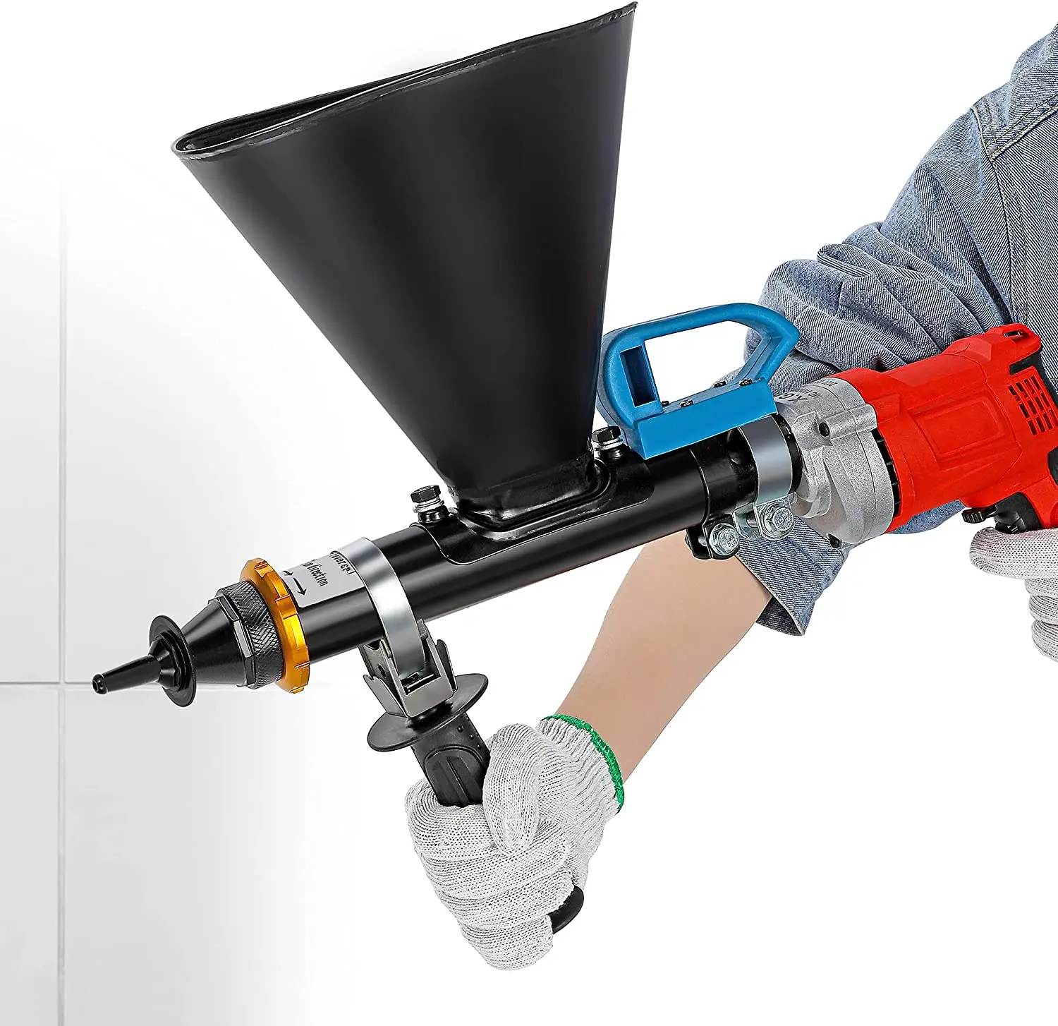 110V Electric Mortar Grout Gun Portable Pointing Grouting Caulking Sprayer with 2 Nozzles