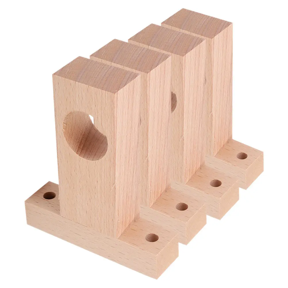 4Pcs Wooden Curtain Rod Brackets T-Shaped Closet Rod Holders Multi-Functional Shower Towel Pole Socket Sturdy Home Decor Fixture