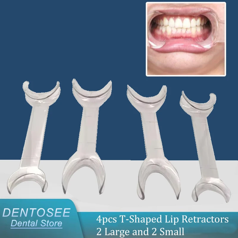 

4Pcs Dental Lip Retractor T-Shape Mouth Opener Orthodontic Cheek Retractor Double Head Tools for Dentist Teeth Whitening