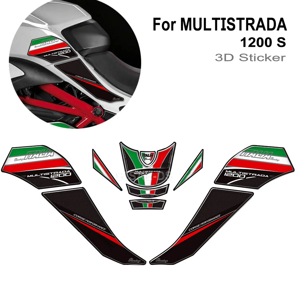 Calcomanías 3D para motocicleta, almohadilla para tanque de combustible de Gas, Protector de rodilla, Kit de pegatinas para Ducati MULTISTRADA 1200 S 1200 S