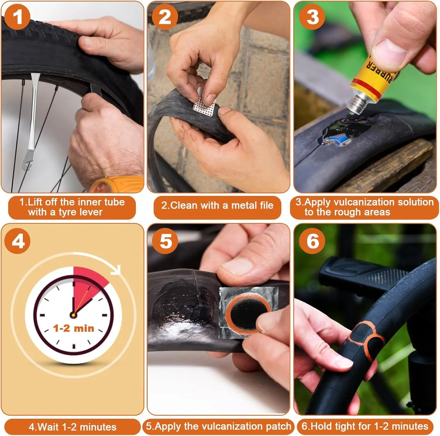 طقم إصلاح الإطارات العالمي - مجموعة رقعة احترافية وفلكنة للدراجات والدراجات النارية والأنبوب الداخلي للمركبات على الطرق الوعرة في حالات الطوارئ #3