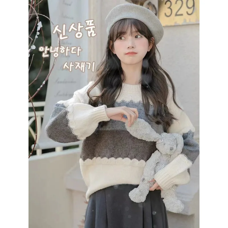 

Women's Knitted Sweater, Wool Sweater for Autumn and Winter, Loose Style, Inner Wear, Thickened Top, Petite Sizes