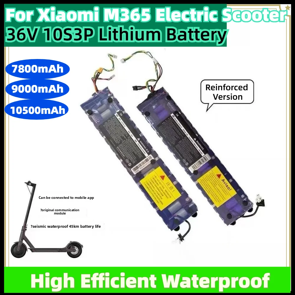 7800mAh/9000mAh/10500mAh 36V 10S3P Lithium Battery Pack with APP Communication BMS for Xiaomi M365 Electric Scooter