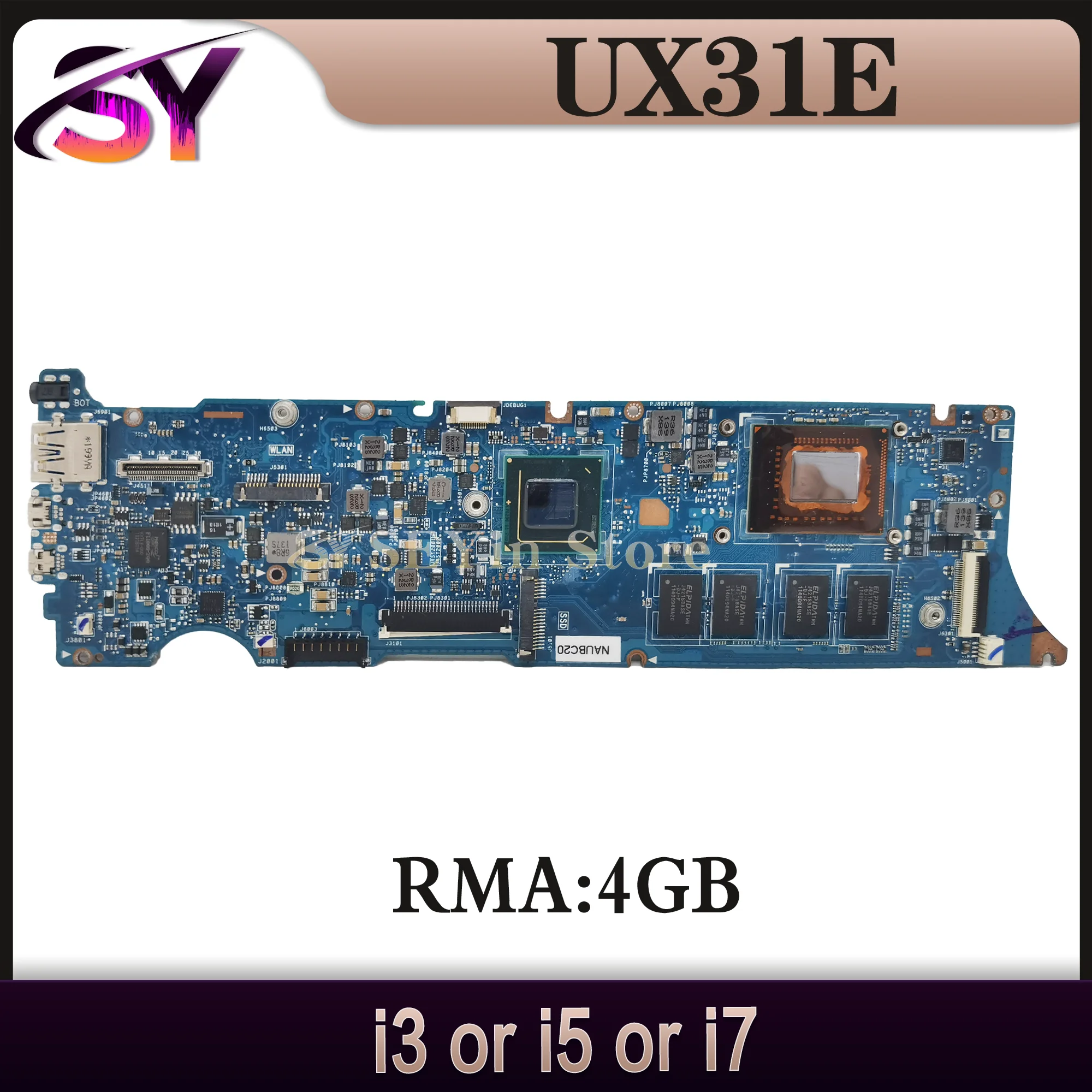 

Mainboard For ASUS Zenbook UX31E BX31E Laptop Motherboard 4GB/RAM I3 I5 I7-2TH Gen MAIN BOARD TEST OK