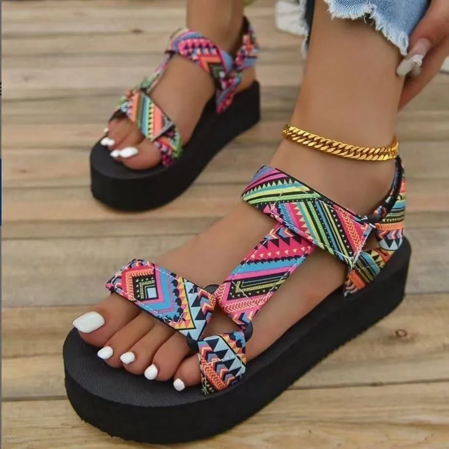 

Faionable Thi Bot Sandals Women's oes Ethnic Sle Summer Cross-Border Beach oes Повседневная дышащая обувь без шнуровки