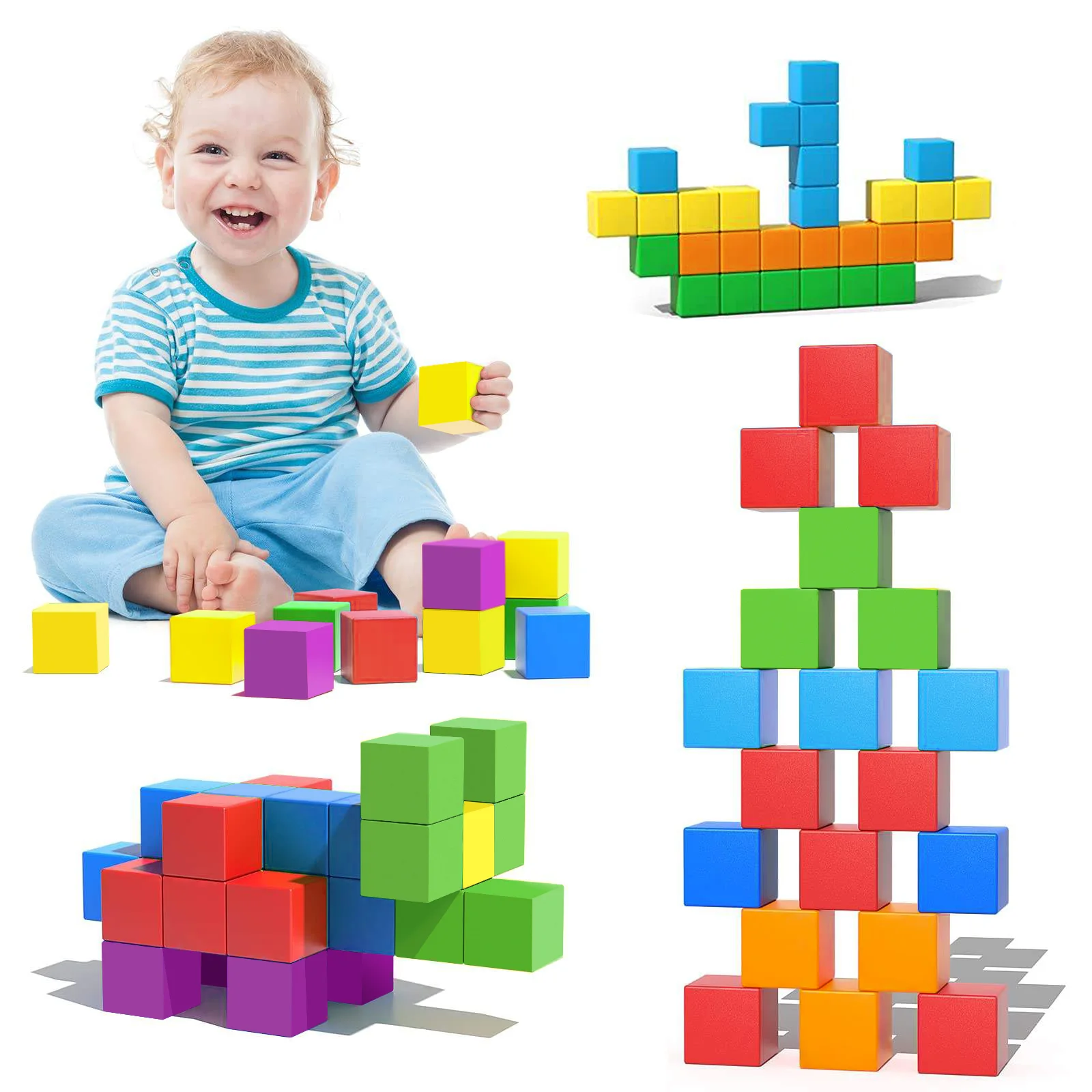 Zabawki edukacyjne dla dzieci nauka klocków plastikowe Puzzle DIY 3D kostki magnetyczne 3.3cm prezenty świąteczne dla malucha