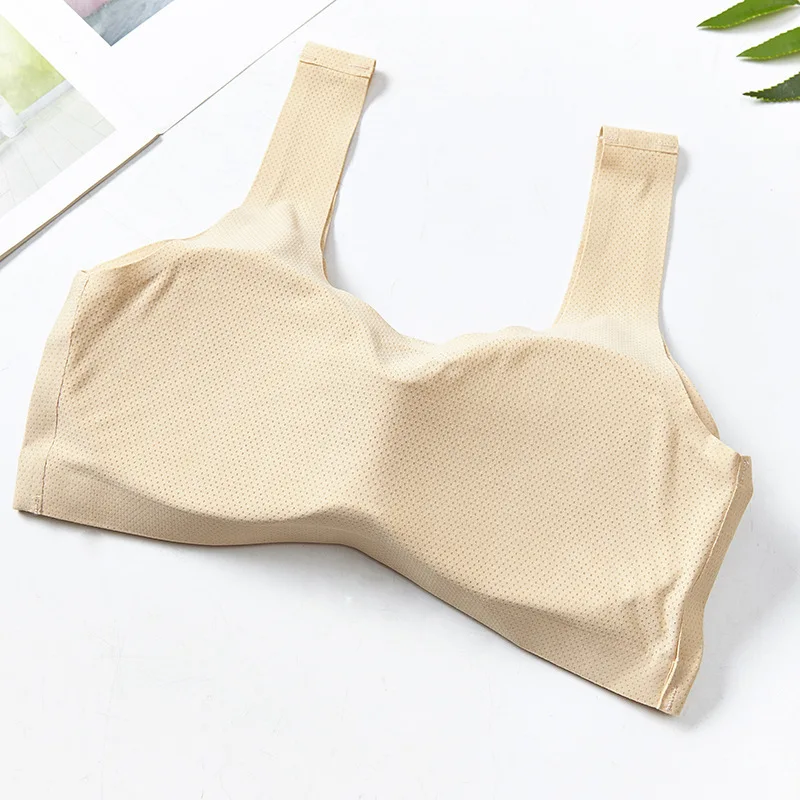 Seamless Ice Silk Underwear Suspenders Vest Anti-Exposure Base Gather Comfortably Breathable Bra Women