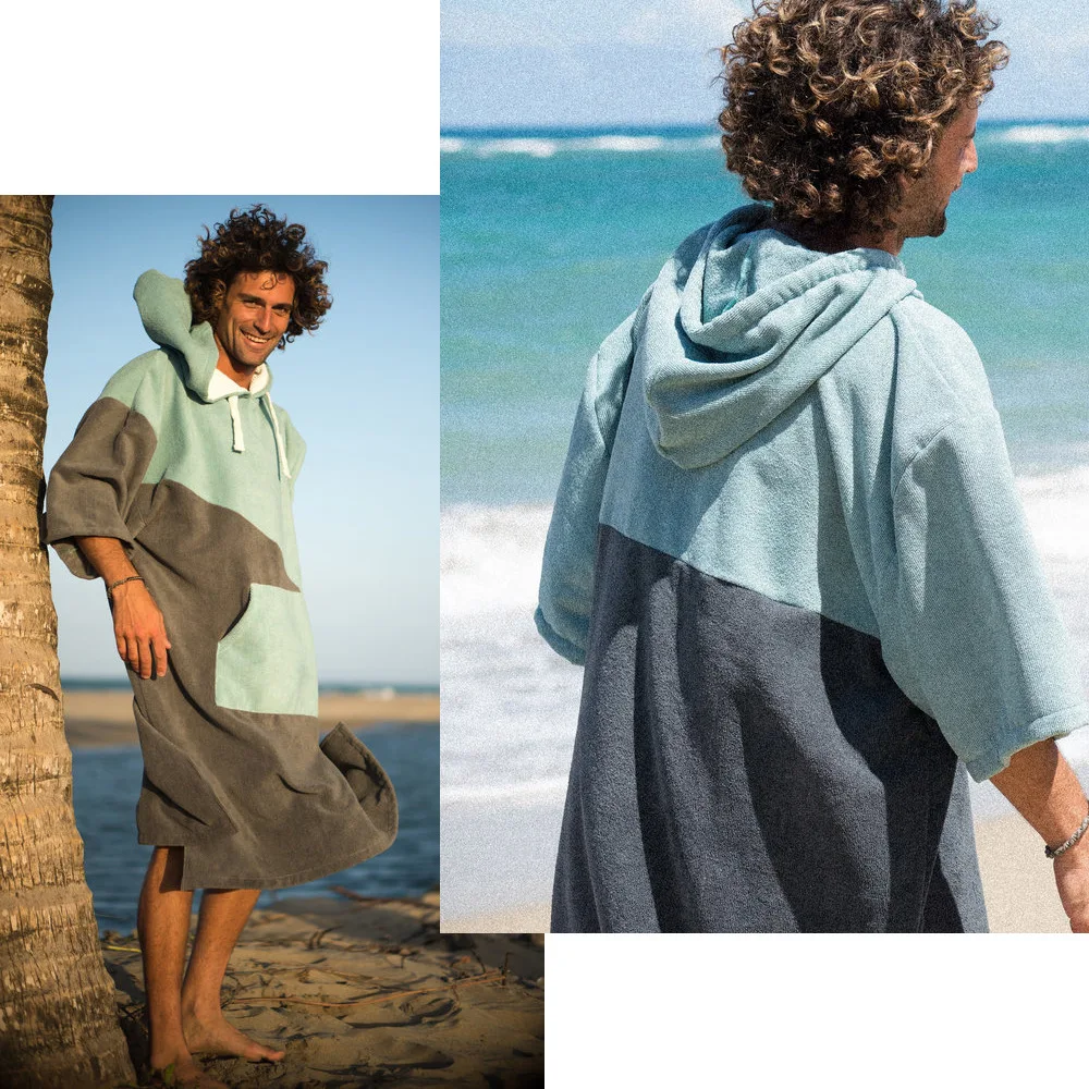 Kapuzen-Surf-Poncho-Handtuch, Schnelltrocknender Umziehmantel zum Schwimmen, Surfen, Tauchen, Tragbares Badetuch für Reisen, Fitness, Strand – Detail 2