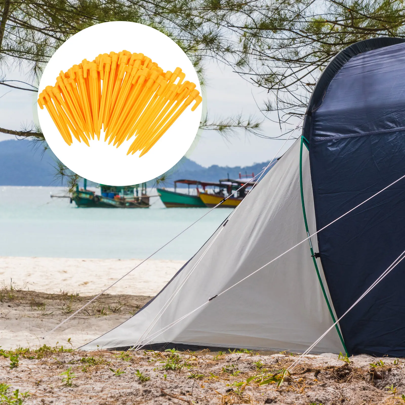

50pcs Camping Camping Tent Ground Ground Tent Nails Nails Plastic Fixing Stakes Outdoor Accessories Anti Wind Yellow