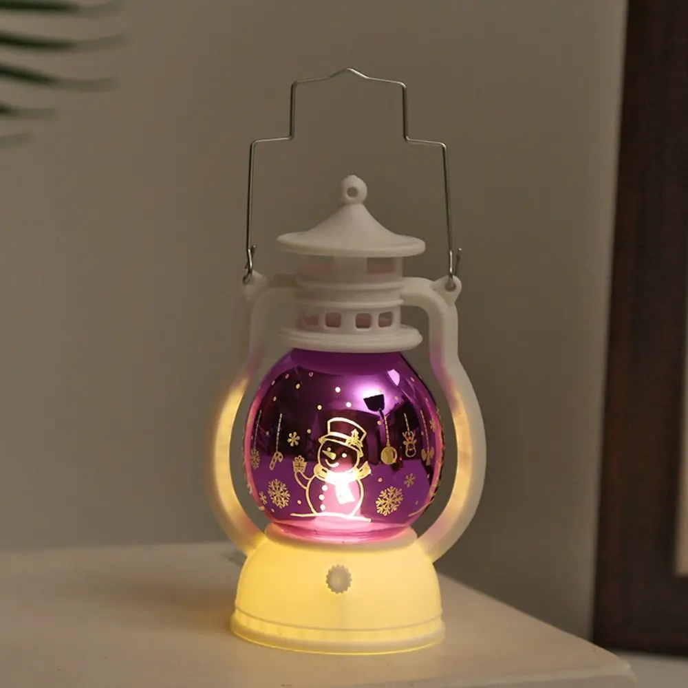 Retro Laser Christmas LED Lantern Luminous Portable Santa Claus Carrying Lights Plastic Exquisite Merry Christmas Decor