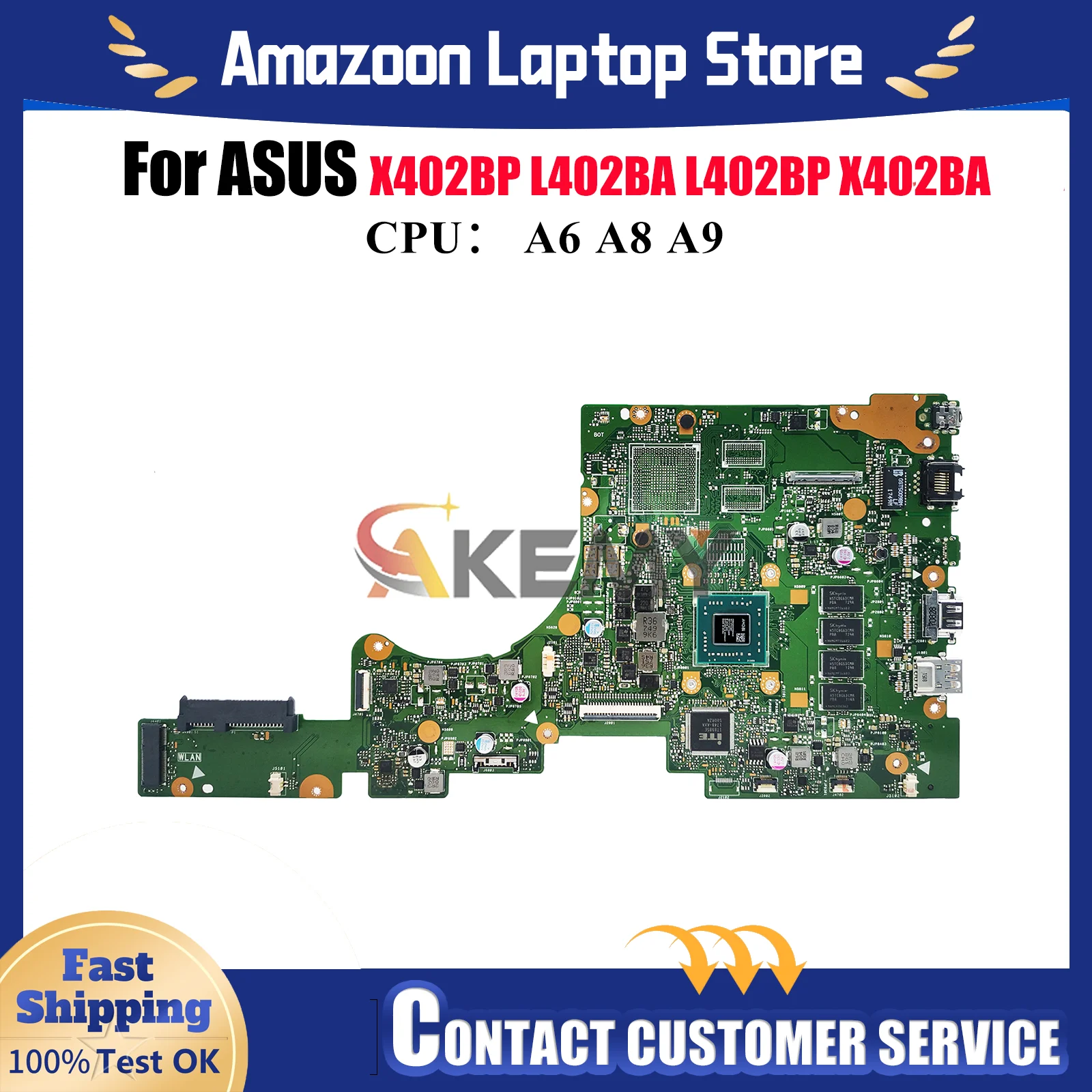 

E402BA Материнская плата для ноутбука ASUS EeeBook E402BP L402BP E402B L402BA X402BA E402BA X402BP Материнская плата с процессором A6 A8 A9 тест ОК