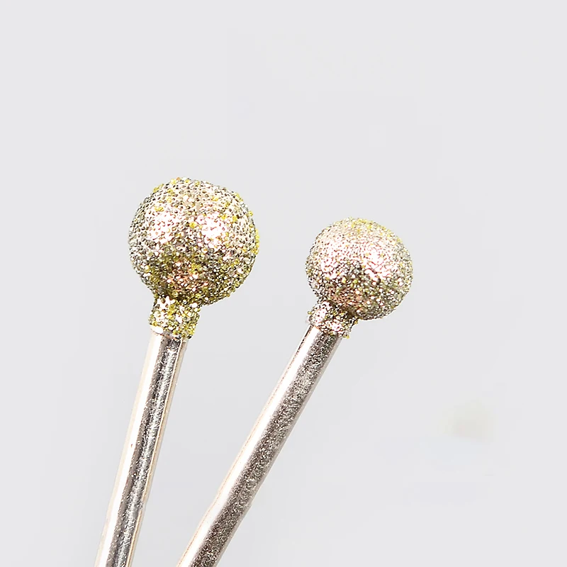 Spherical Diamond Grinding Point F Needle,2.35/3mm Shank,for Burrs Engraving Rotary Tools,60 Grit