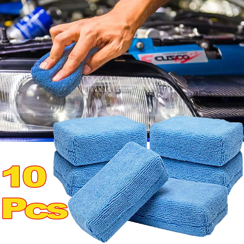 

10pc Microfibre Car Wax Applicator Pads Soft Auto Detailing Wax Sponge Rectangle Foam Car Paint Care Pad Polishing Auto Cleaning